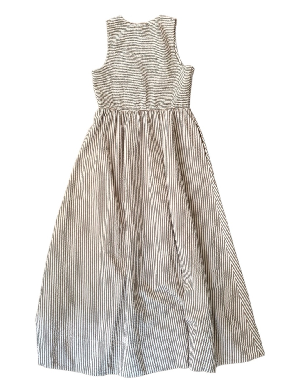 Marine Layer Darcy Seersucker Maxi Dress Mocha Stripe Brown Medium - Picture 4 of 7
